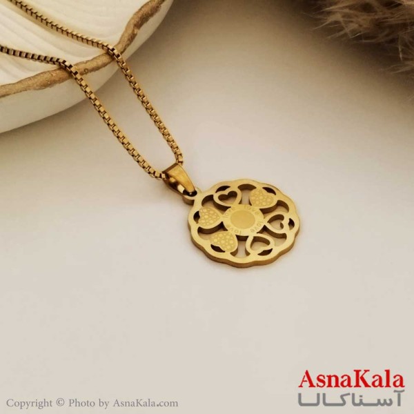گردنبند قلب زنانه استیل طلایی کد GNB16267W