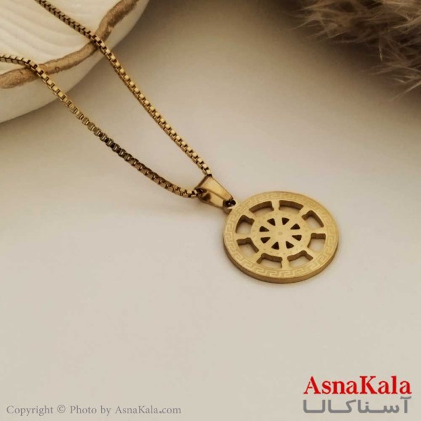 گردنبند سکان کشتی استیل طلایی کد GNB16268W