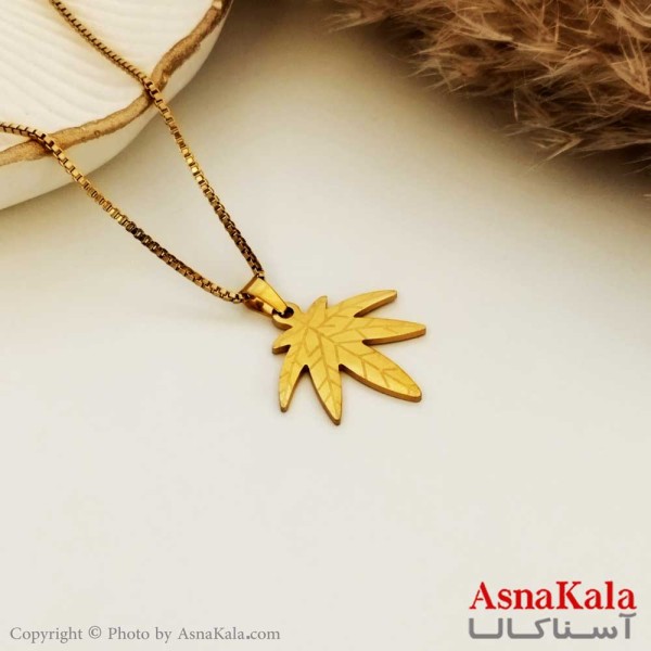 گردنبند وید یا گیاه گراس استیل طلایی کد GNB16274W