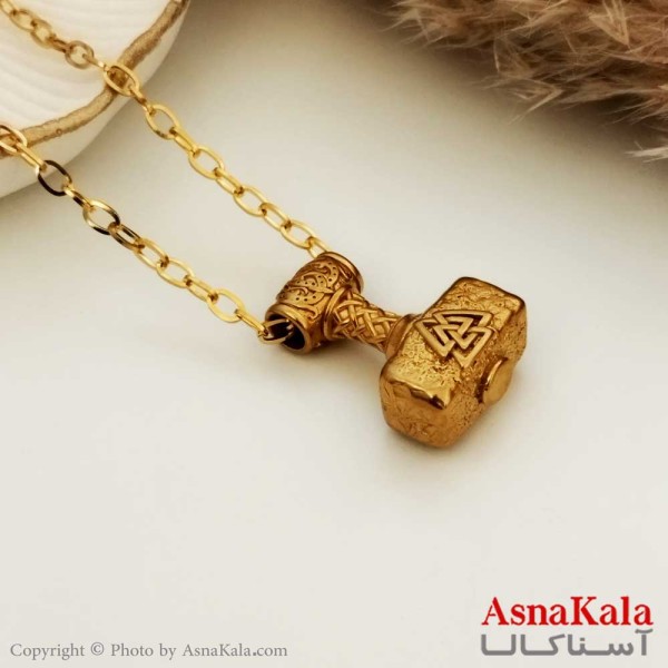 گردنبند پتک یا چکش استیل طلایی کد GNB16275W