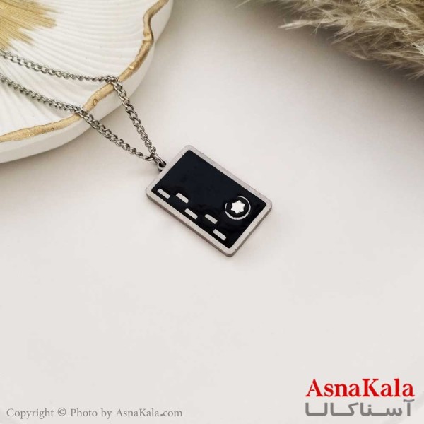 گردنبند و آویز مردانه استیل مشکی سفید کد GNB16282W