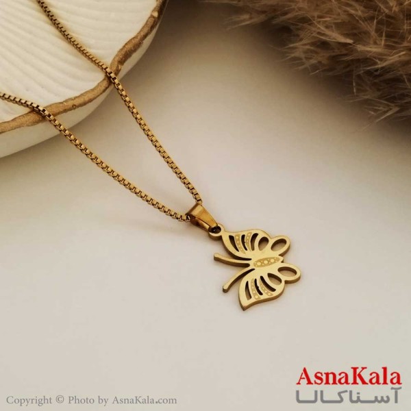 گردنبند پروانه زنانه استیل طلایی کد GNB16271W