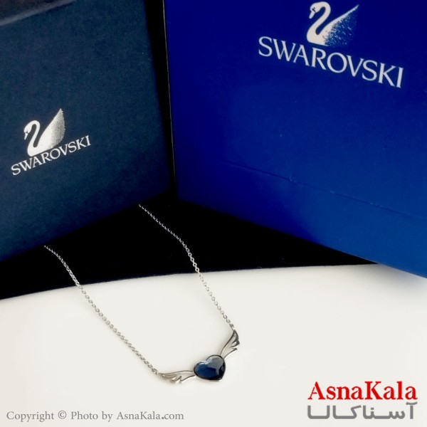 گردنبند سواروسکی اورجینال مدل بال و قلب آبی به همراه کارت گارانتی و جعبه سواروفسکی کد GNB16334W
