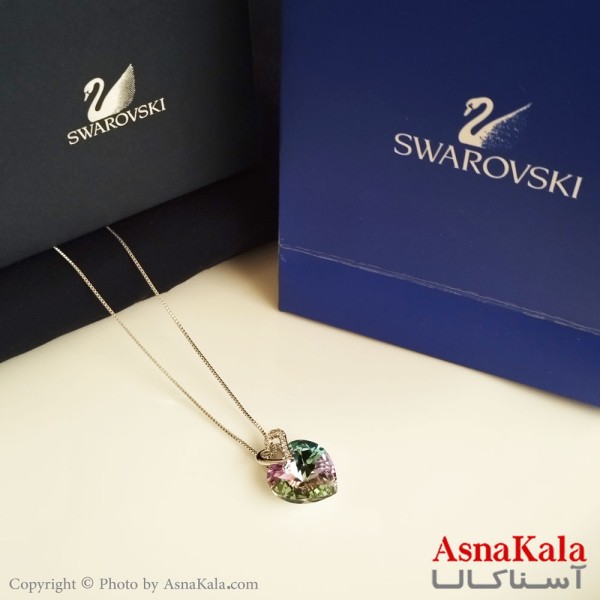 گردنبند سواروسکی اورجینال مدل قلب هولوگرامی به همراه کارت گارانتی و جعبه سواروفسکی کد GNB16336W