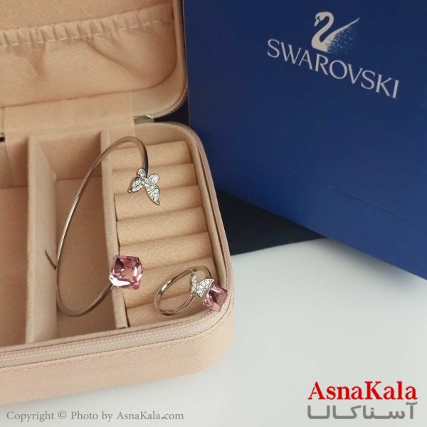 ست دستبند و انگشتر سواروسکی اورجینال مدل فری سایز پروانه به همراه کارت گارانتی کد NIM14133W