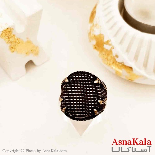 انگشتر طلاروس مردانه مدل نگین مشکی کد ANG19187W