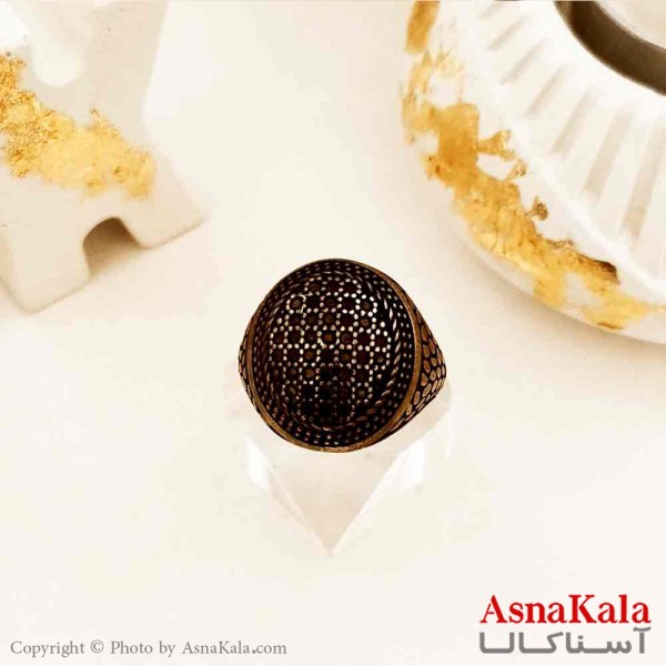 انگشتر طلاروس مردانه مدل نگین مشکی کد ANG19181W