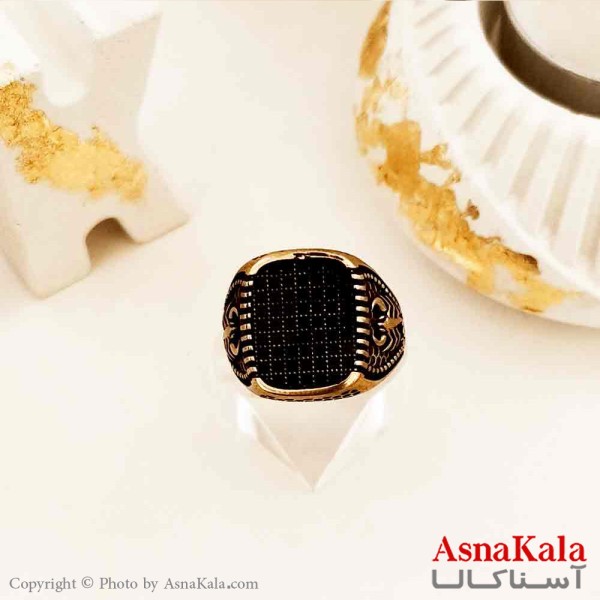 انگشتر طلاروس مردانه مدل عقرب با نگین مشکی کد ANG19180W
