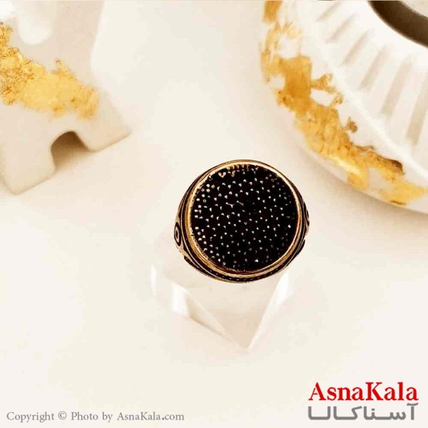 انگشتر طلاروس مردانه مدل نگین مشکی کد ANG19179W