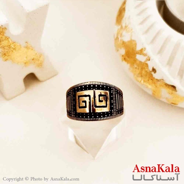 انگشتر طلاروس مردانه مدل ورساچه با نگین مشکی کد ANG19174W