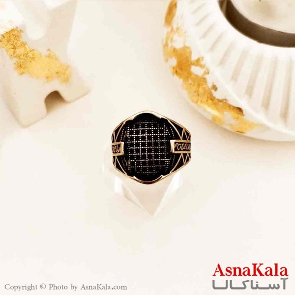 انگشتر طلاروس مردانه مدل جدید نگین مشکی کد ANG19170W