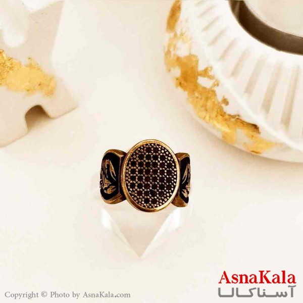 انگشتر طلاروس مردانه مدل عقرب با نگین مشکی کد ANG19166W