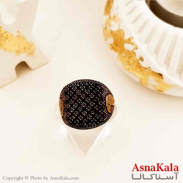 انگشتر طلاروس مردانه مدل نگین مشکی عقاب کد ANG19157W