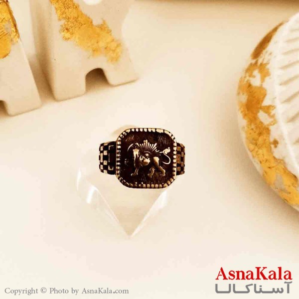 انگشتر طلاروس مردانه مدل شیر و خورشید کد ANG19140W