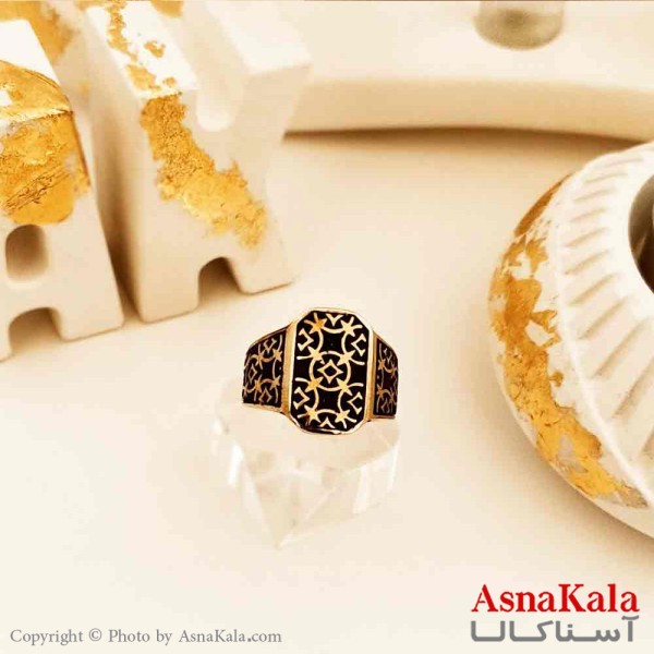 انگشتر طلاروس مردانه مدل طرحدار مدرن کد ANG19135W