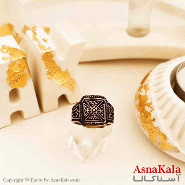 انگشتر طلاروس مردانه مدل مربع کد ANG19129W