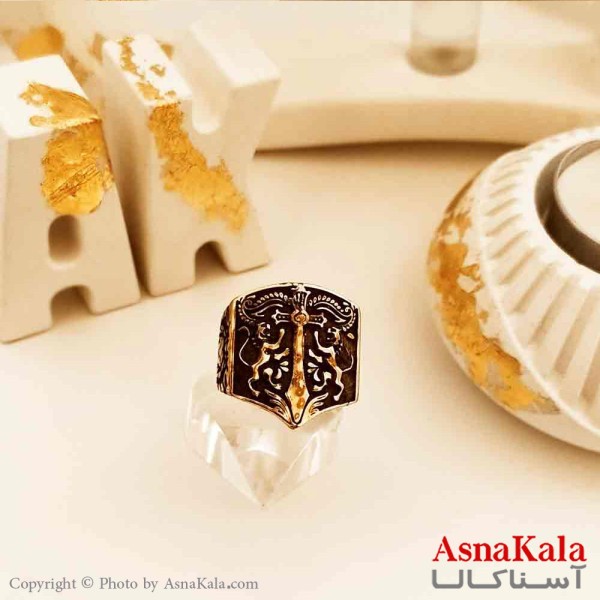انگشتر طلاروس مردانه مدل شمشیر و دو شیر کد ANG19121W