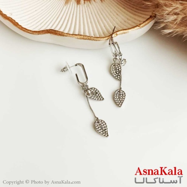 گوشواره جواهری زنانه استیل 316 مدل برگ گل  کد GSH15266W