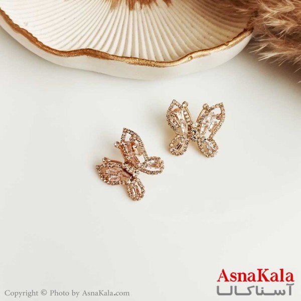 گوشواره جواهری زنانه استیل 316 مدل پروانه کد GSH15267W