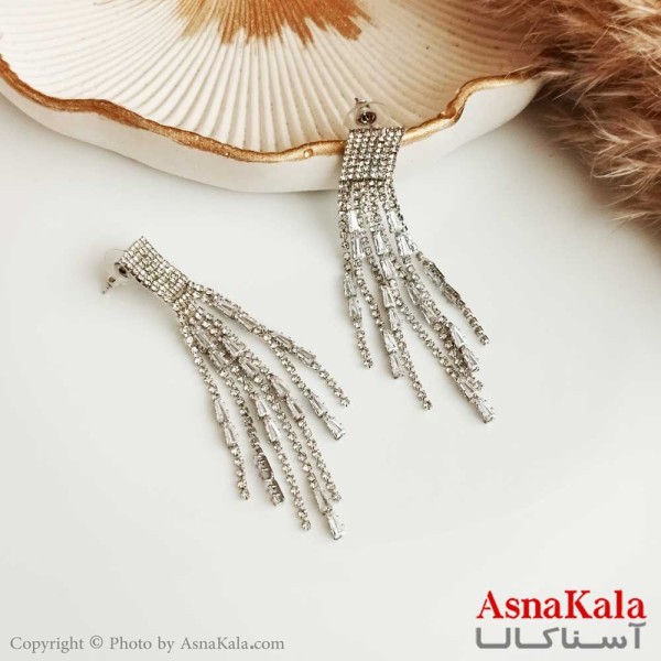 گوشواره جواهری زنانه استیل مدل آویز  کد GSH15271W