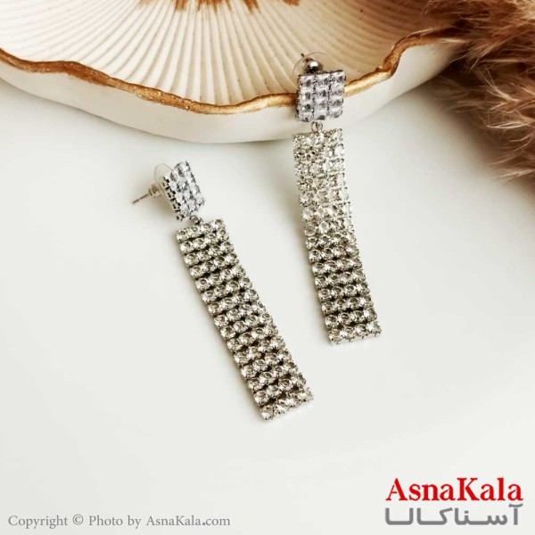 گوشواره جواهری زنانه استیل مدل آویز  کد GSH15273W