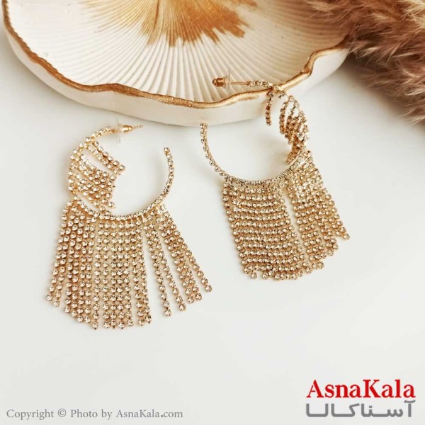 گوشواره ریسه ای زنانه استیل رنگ ثابت کد GSH15275W