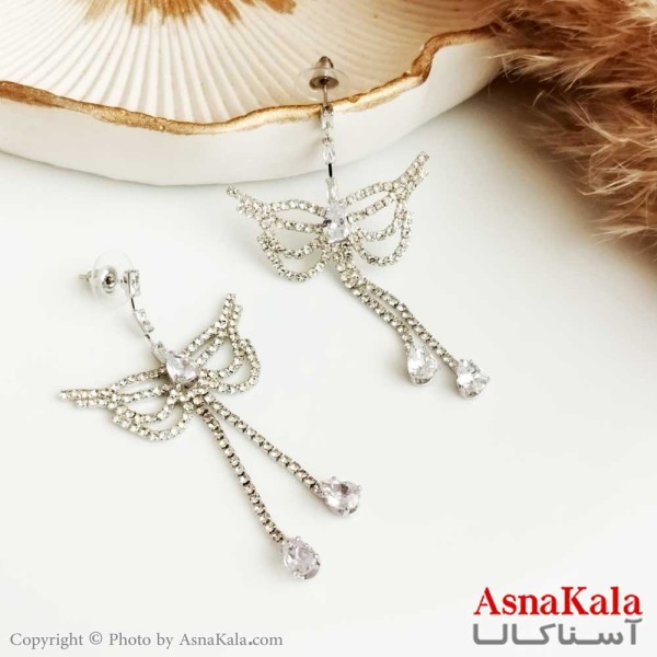 گوشواره جواهری زنانه استیل مدل بال کد GSH15280W