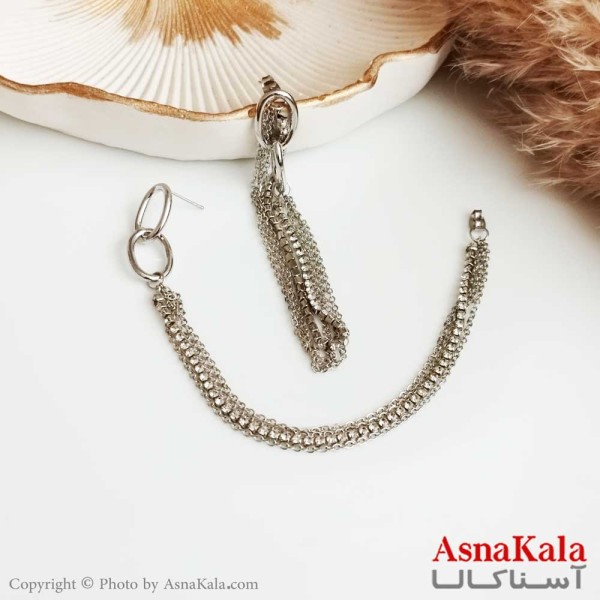 گوشواره آویز زنانه استیل مدل ریسه ای کد GSH15281W