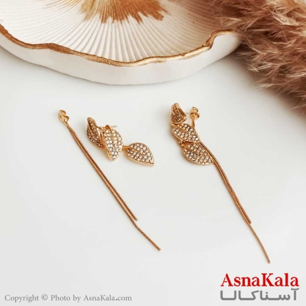 گوشواره نگین دار زنانه استیل مدل برگ گل  کد GSH15282W