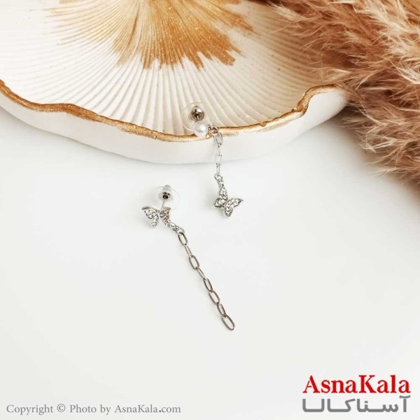 گوشواره زنانه استیل مدل پروانه و مروارید Women's Earring کد GSH15286W