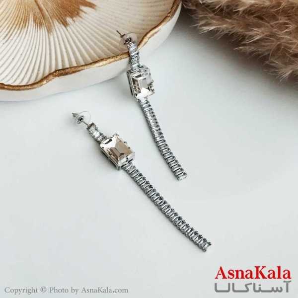 گوشواره جواهری زنانه استیل مدل تک نگین  کد GSH15299W