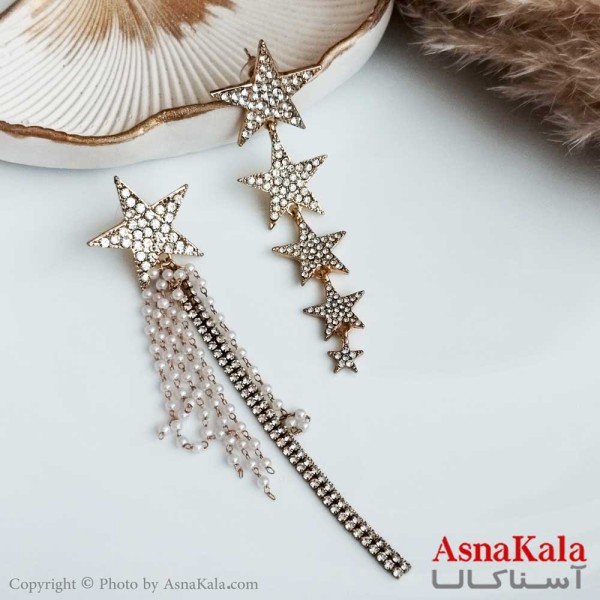 گوشواره نگین دار زنانه استیل مدل ستاره دنباله دار  کد GSH15300W