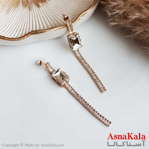 گوشواره مجلسی زنانه استیل مدل تک نگین کد GSH15305W