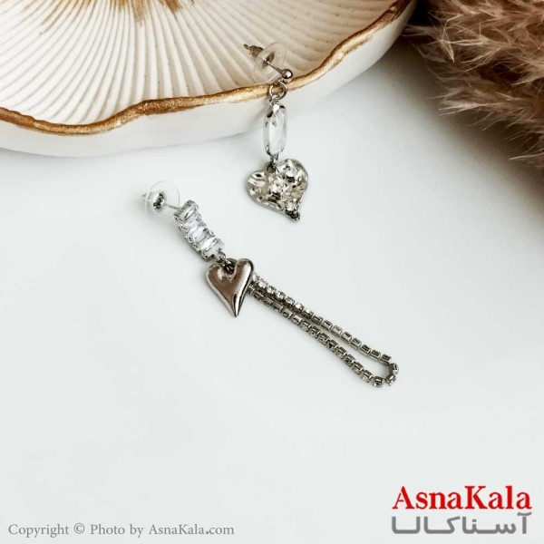 گوشواره نگین دار زنانه استیل مدل قلب کد GSH15311W