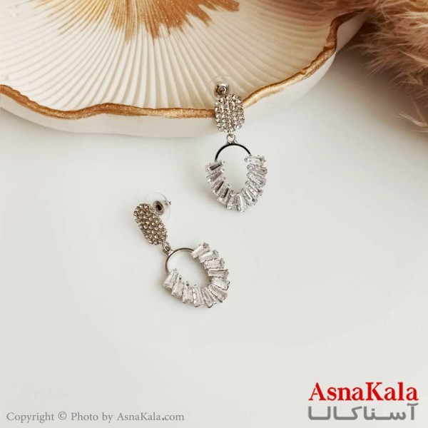 گوشواره جواهری زنانه استیل مدل آینه ای  کد GSH15325W