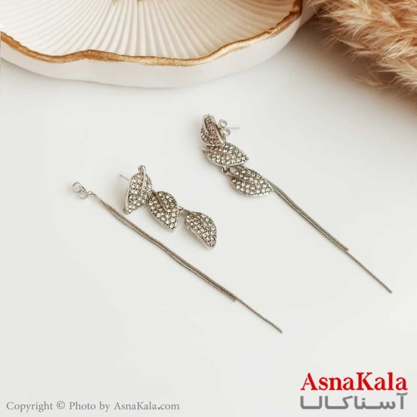 گوشواره جواهری زنانه استیل مدل برگ گل  کد GSH15326W