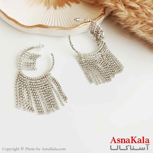 گوشواره جواهری زنانه استیل مدل ریسه ای  کد GSH15327W