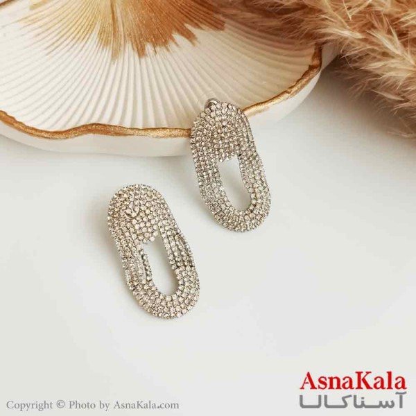 گوشواره نگین دار زنانه استیل مدل جواهری شکیرا کد GSH15328W