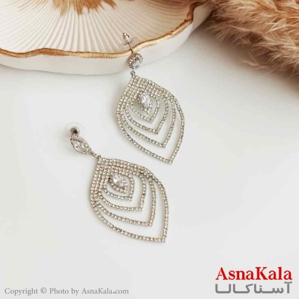 گوشواره جواهری زنانه استیل مدل جنیفرلوپز  کد GSH15331W