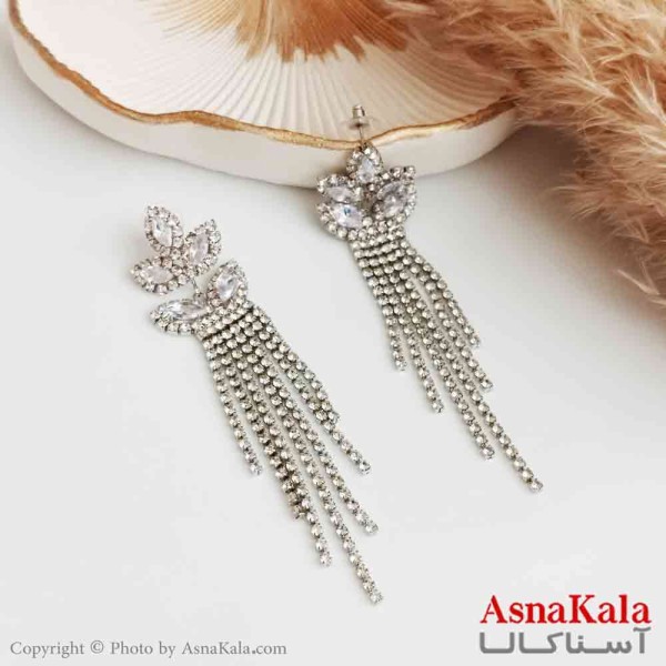 گوشواره جواهری زنانه استیل مدل لوستری کد GSH15350W