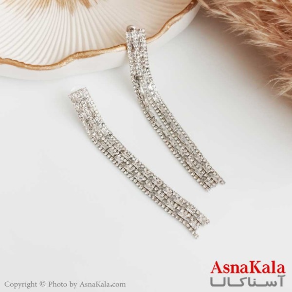 گوشواره جواهر جدید زنانه استیل مدل آویز نگین دار کد GSH15362W