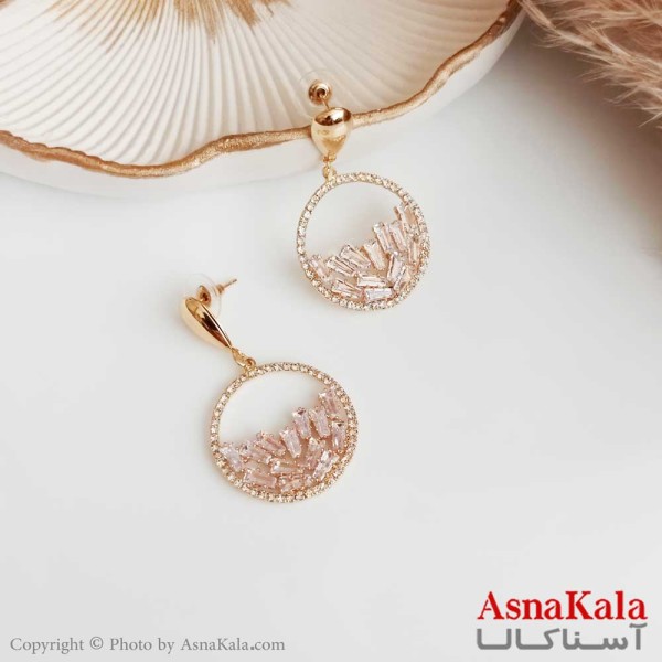 گوشواره جواهر مجلسی زنانه استیل مدل نگین دار شیک وفانتزی کد GSH15365W