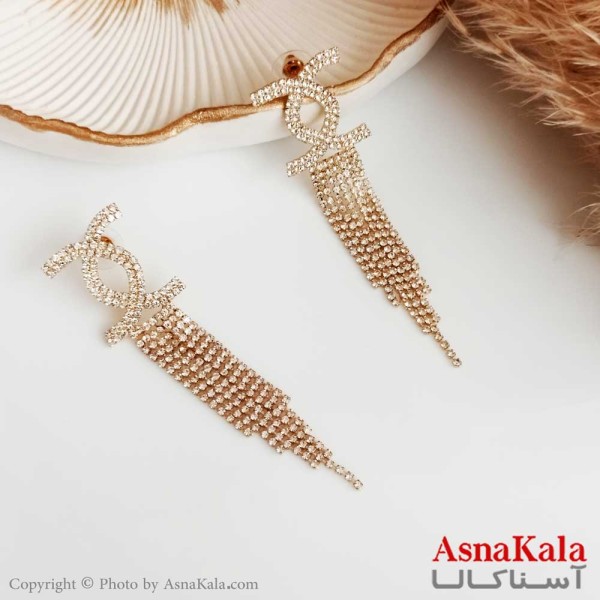 گوشواره جواهر زنانه استیل مدل کوکوچنل کد GSH15367W