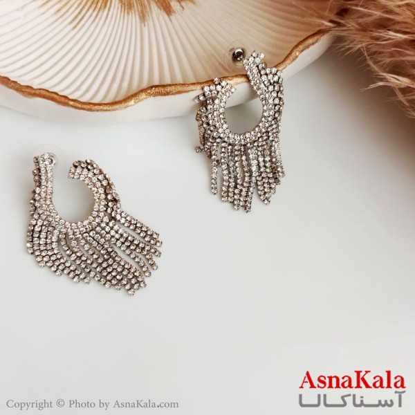 گوشواره جواهر میخ نقره زنانه استیل 316 مدل سیگما کد GSH15379W