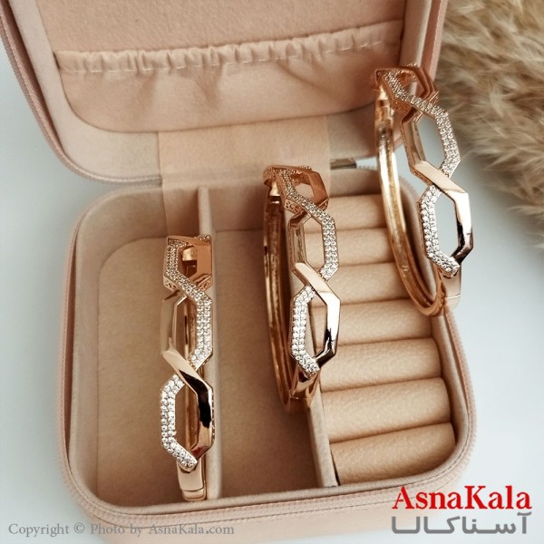 دستبند ژوپینگ اصل مدل نگین دار ضربدری شیک کد DSB18255W