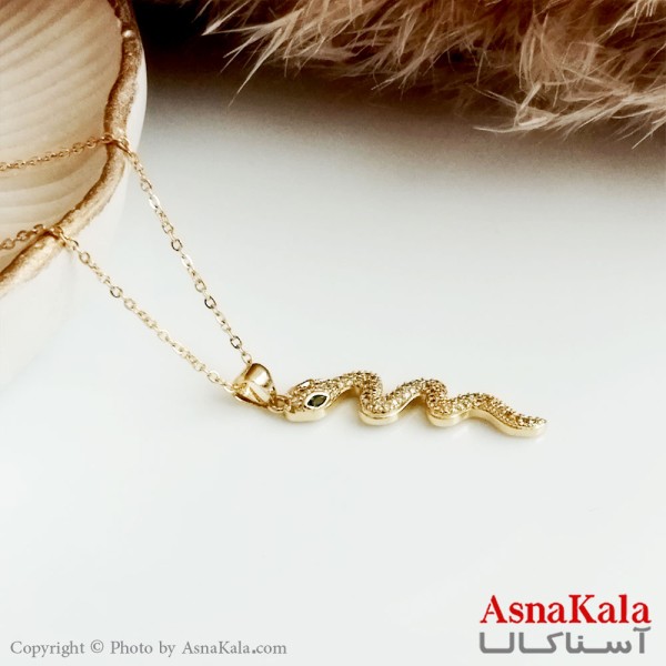 گردنبند مار زنانه استیل طلایی کد gnb16343w