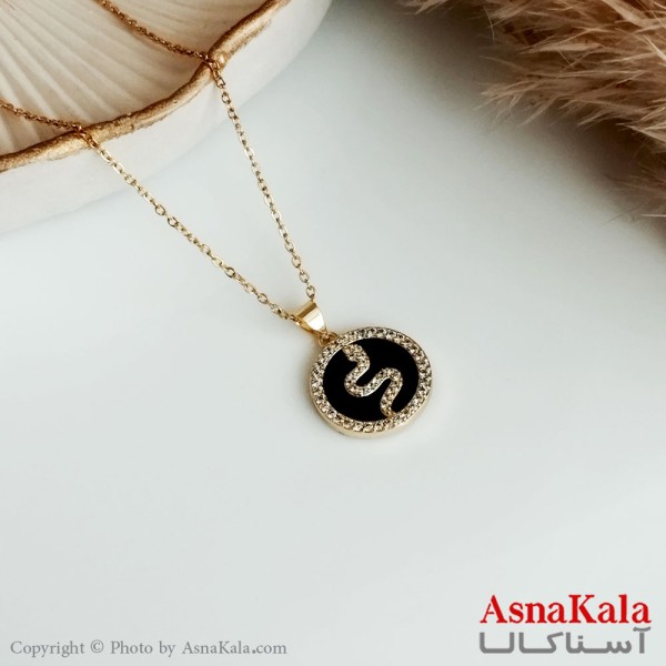 گردنبند مار زنانه استیل نگین دار طلایی کد GNB16351W