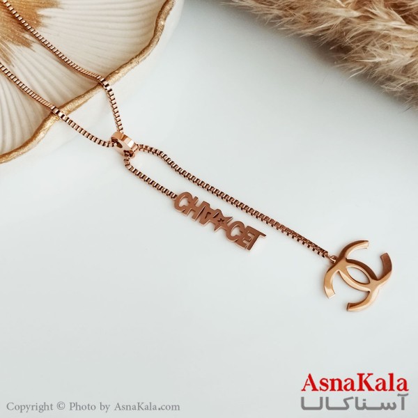 گردنبند کوکو چنل زنانه استیل رنگ رزگلد کد GNB16361W