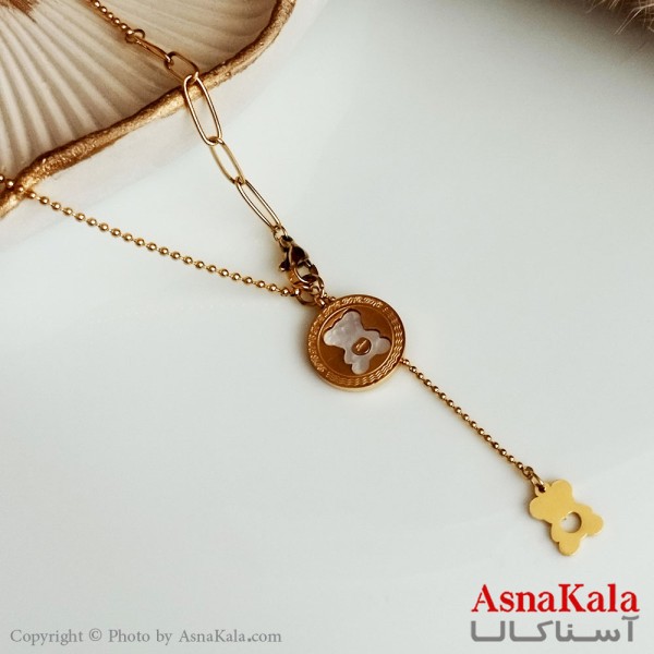 گردنبند خرس زنانه استیل طلایی کد GNB16369W