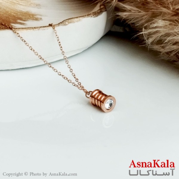 گردنبند دخترانه استیل مدل چراغ قوه رزگلد کد GNB16385W
